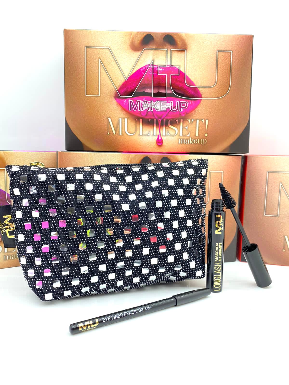 kit Pochette paillettes mascara longlash matita